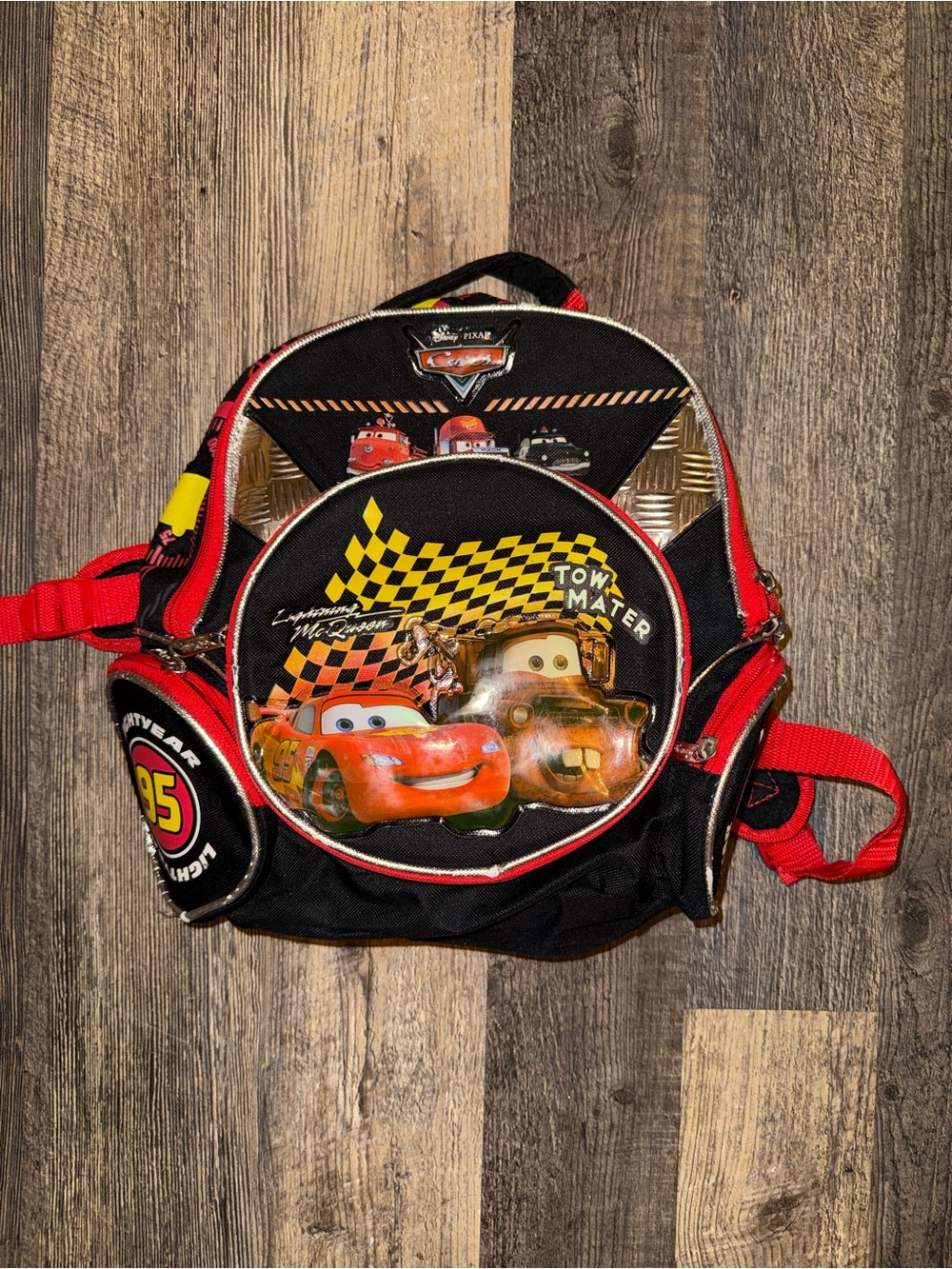 Cars Red and Black Kids Backpack - Lightning McQueen & Tow Mater